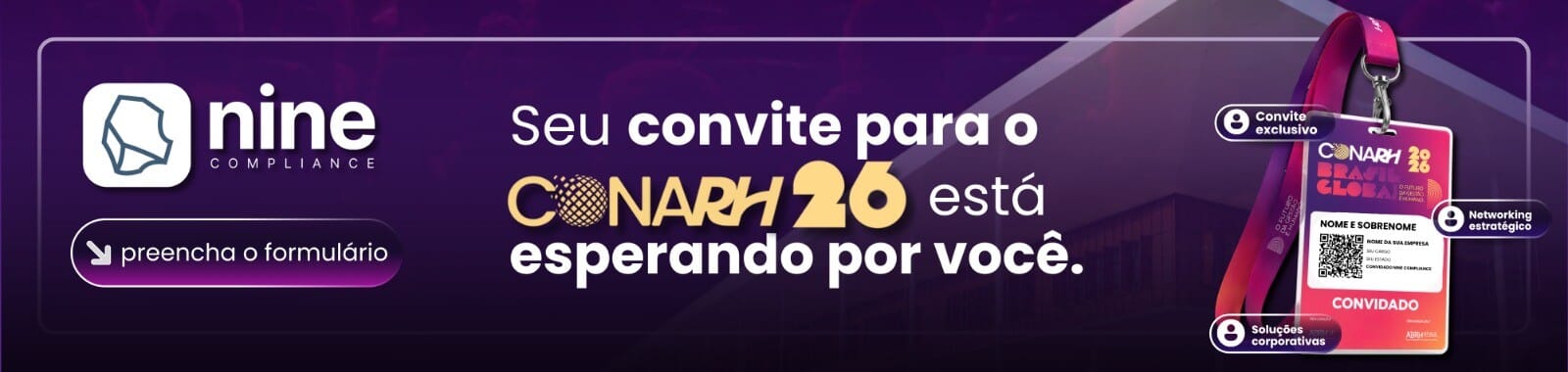 Imagem do campo **Participe da experiência nine compliance no CONARH 2026**