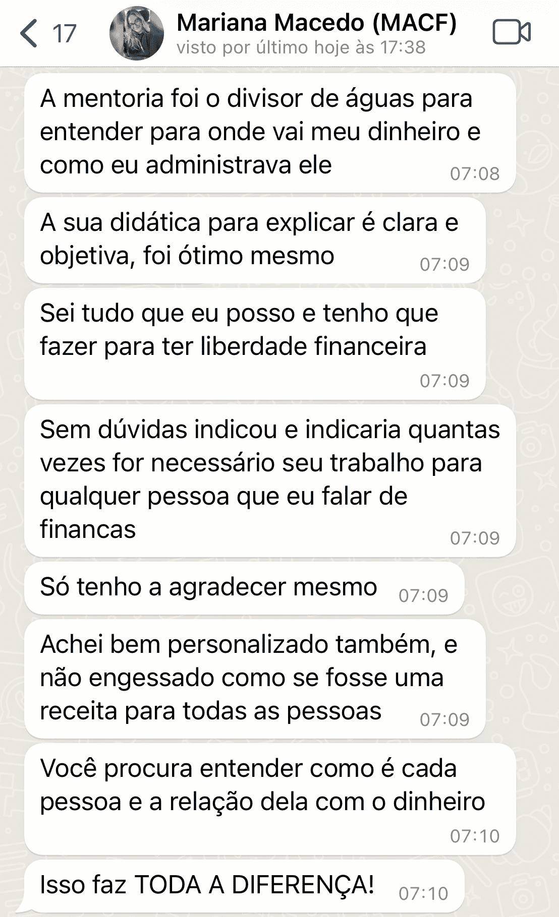 Imagem do campo **Bem vindo ao Processo Seletivo da Mentoria: Planejamento Financeiro Sob Medida**